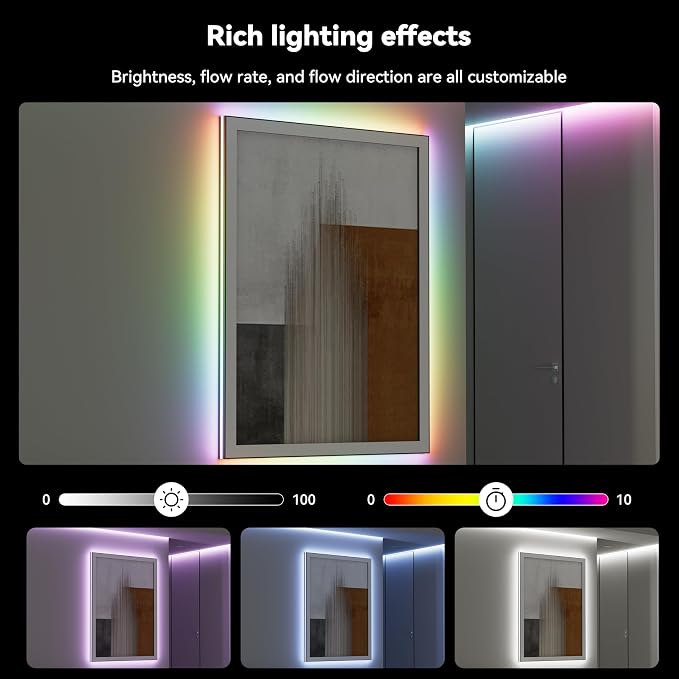 MIWISE 5V USB COB LED Strip Lights,RGB Smart IC LED Strip with App Control,Bluetooth Addressable Music Sync Color Changing Strip Lights,3M Back-Adhesive for Gaming Room PC Home Decor 6.56ft - Image 6
