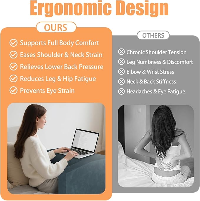 Reading Pillow for Adults, Supportive Lap Desk & Gaming Pillow for Bed, Couch, Floor, Simple Design with Ergonomic Arm Rest for Reading, Working, Gaming, Knitting 4 Color Options (Navy) - Image 5