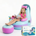 Inflatable Gaming Chair for Kids – Supports Up to 300 lbs, Includes Air Pump, Cup Holder, 2 Pockets – Durable Bean Bag Seat, Comfy Kids Gaming Chair & Top Gamer Chairs for Kid Room by Qadory