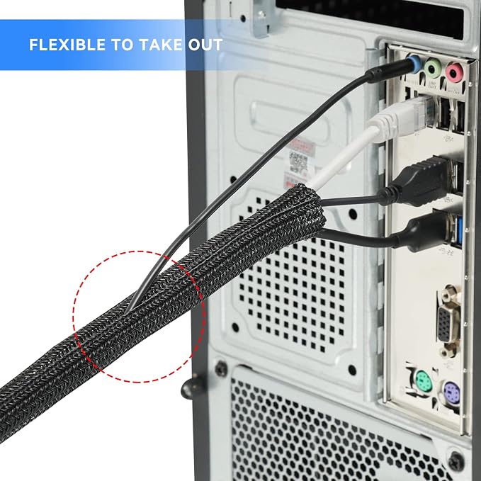 AGPTEK Cable Sleeve, 25ft - 4/5 inch Cable Management Cord Hider, Black - Image 8