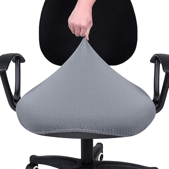 Smiry Office Computer Chair Seat Covers for Desk, Anti-dust Protector | Stretch Jacquard Removable Washable Desk Chair Seat Cushion Protectors, Grey - Image 5