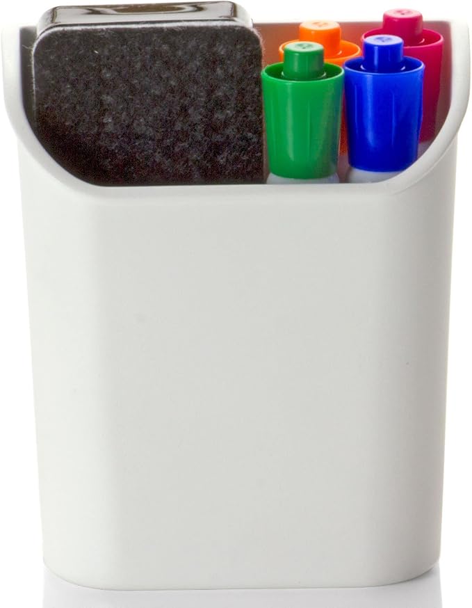 Officemate Magnetic Pencil Cup, Heavy-Duty Pen and Pencil Holder, Wall or Cubicle Mount Organizer, 2.05 x 4.07 x 4.72-Inches, White - Image 3