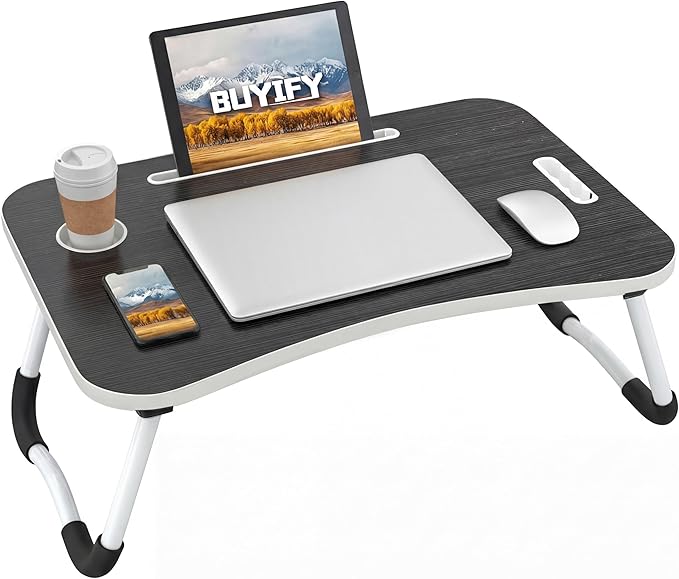 BUYIFY 23" Foldable Lap Desk for Laptop Writing w/Cup Holder Black by BUYIFY