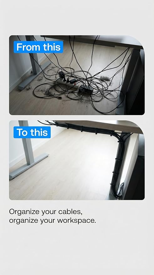 314 Piece Cord Organizer & Cable Management Set, All in One Desk and TV Cable Management Kit with Clips, Sleeves, Ties, Mounts for Home Office Perfect Tech Organizer Scissors & Travel Case Included - Image 6