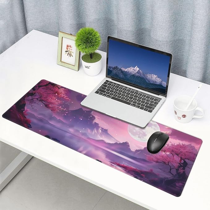 Gaming Mouse Pad Desk Pad,Extended Big Mouse Pad,31.5x11.8 Inch Long Computer Keyboard Mouse Mat Mousepad with 3mm Non-Slip Base and Stitched Edge for Gaming and Office… (Pink Canyon) - Image 8
