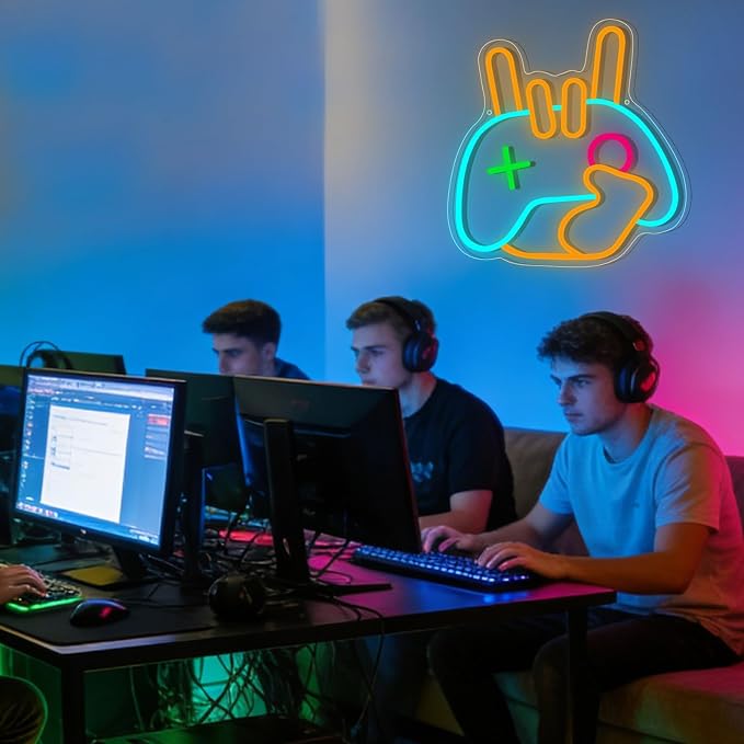 Gamer Neon Sign, Gaming Neon Signs Gamepad LED Light, LED Wall Sign, Neon Sign for Wall for Game Room Decor, Boys Bedroom Wall Decor, Cool Gamer Gifts for Teens, Best Gamer Gifts for Teenage Boys - Image 6