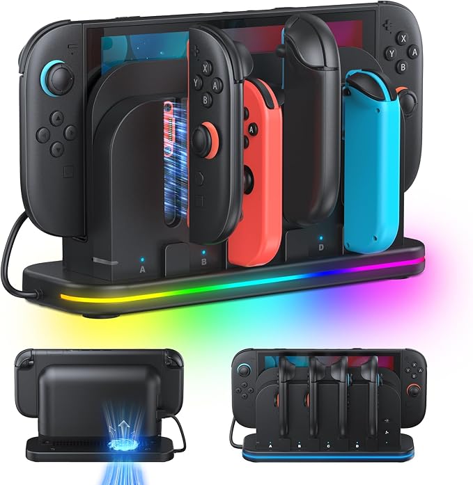 [Switch 2/1 Controller RGB Charger Dock] for Nintendo 2 2025 for Joycons by Klipdasse