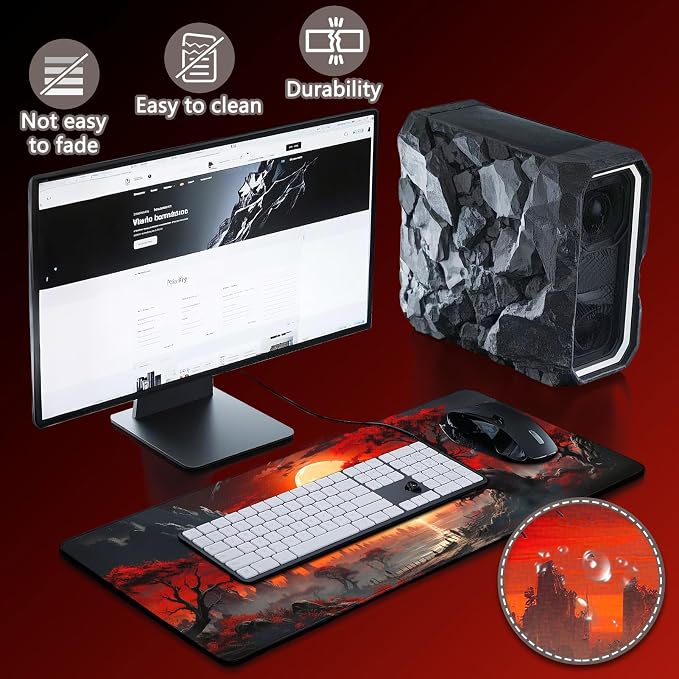 Mouse Pad Gaming - Desk Mat for Keyboard and Mouse - Large Mouse Pads for Desk, Gaming Mousepad with Non-Slip Base, Desks Pad (31.5" X 11.8") for Game, Office and Home - Image 4