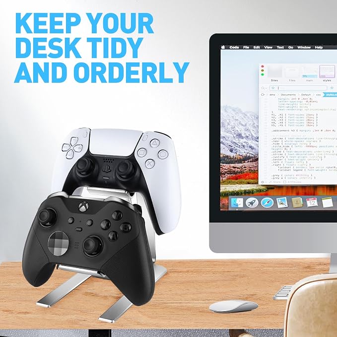 Controller Holder – 2 Tier Universal Aluminum Display Stand Accessories PC Gaming Desk Decor Stuff Gamer Gifts for Xbox Series X S, Elite 2, PS5, PS4, PS3, Switch Pro and Almost All Controller - Image 3
