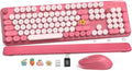 Wireless Keyboard and Mouse Combo, Round Keycaps, Magnetic Wrist Rest, Pink by SABLUTE