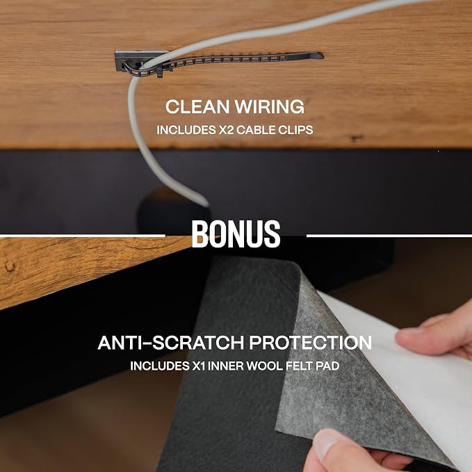 Under Desk Drawer Slide Out Attachment - Carbon Steel Undermount Table Drawer with Cable Management, Pull Out Add-On Storage for Office & Standing Desks (21.5" x 14" x 2.8") - Image 6