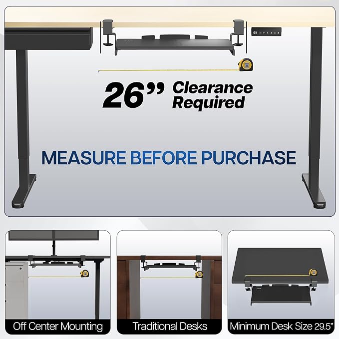 VIVO Small Keyboard Tray, Under Desk Pull Out with Extra Sturdy C Clamp Mount System, 20 (26 with Clamps) x 11 inch Slide-Out Platform Drawer, Rustic Vintage Brown Top, Black Frame, MOUNT-KB05ES-N - Image 4