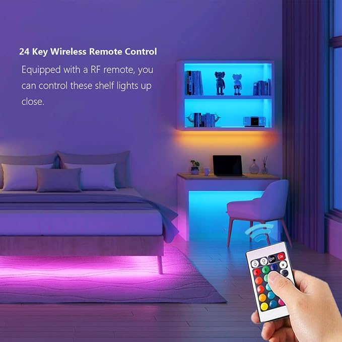 Smart Under Cabinet Lighting with Remote,RGB Cabinet Lights,Color Changing LED Strip Lights for PC,Kitchen Under Counter Lighting Plug in,Shelf Lights,LED Light Bar,Work with Alexa,Google,App,6pcs - Image 4