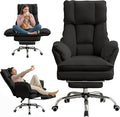JOMEED Cloud Cross Legged Office Chair with Footrest and Flip Armrest,Black | Ergonomic Leather Big and Tall Executive Chair with Wheels,155° Reclining Computer Wide Desk Chair for Home,Office by JOMEED