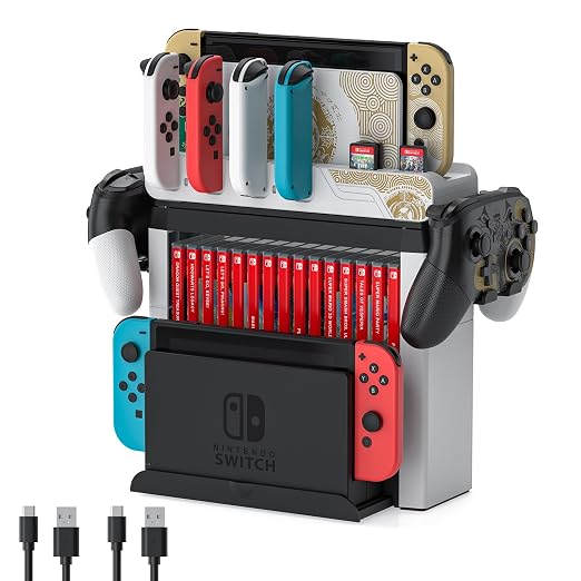 Switch Games Organizer Station with Controller Charger, Charging Dock for Nintendo Switch & OLED Joycons, Switch Mounts, Brackets & Stands for Games, the Legend of Zelda: Tears of the Kingdom Edition by MLIFEMFUL