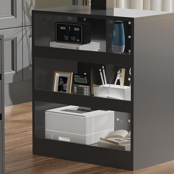 63" Electric Standing Desk with Lockable Drawer, Pegboard and Keyboard Tray, Height Adjustable Stand up Desk with File Cabinet & Shelves, Home Office Computer Gaming Table, Black - Image 8