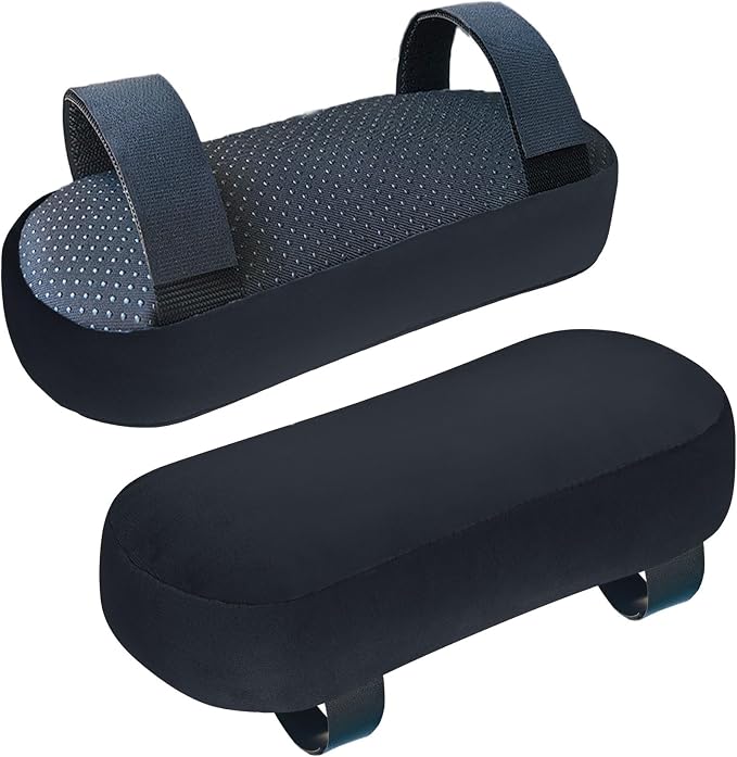 2-Pack Non-Slip Armrest Pads for Office & Gaming Chairs - Ergonomic Forearm Support Pillow for Desk, Computer & Wheelchair, Pressure Relief Cushions (Black) by AmazeCov