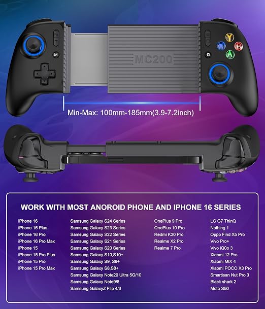 LIFUFUTEE Mobile Gaming Controller for iPhone/Android, Wireless Phone Controller with Hall Joysticks/Triggers, Mobile Controller Support Phone Case for Xbox Game Pass, Steam Link & More, Black - Image 6