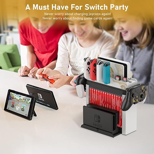 Switch Games Organizer Station with Controller Charger, Charging Dock for Nintendo Switch & OLED Joycons, Switch Mounts, Brackets & Stands for Games, the Legend of Zelda: Tears of the Kingdom Edition - Image 9