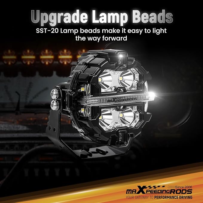 maXpeedingrods 3.5In 160W LED Offroad Pod Lights w/Amber White DRL 3 Modes - Image 5