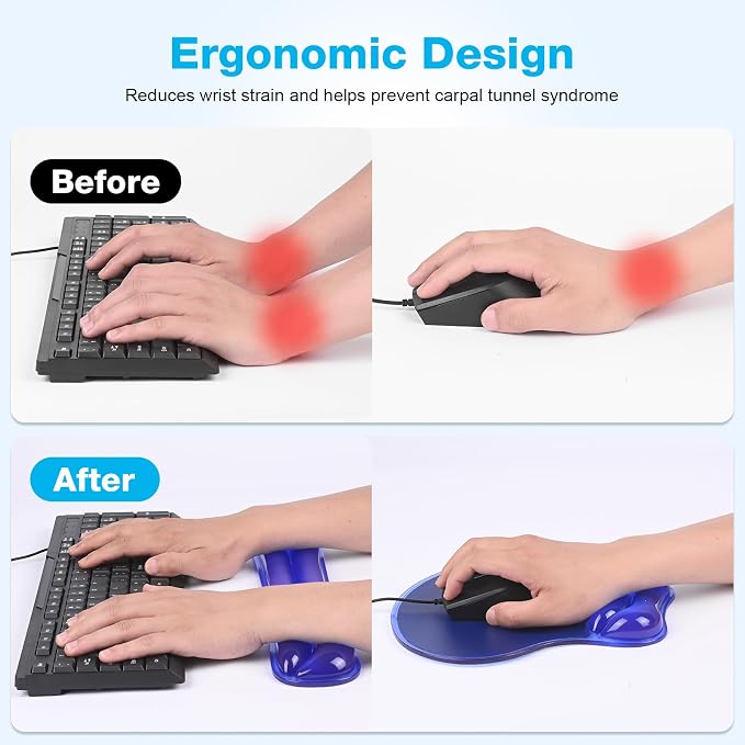 Gel Wrist Rest Mouse Pad Set, Ergonomic Support for Office Gaming - Image 2