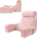 Sasttie 15-25 inch Adjustable Reading Pillow with Armrests, Pink | Back Rest Pillow with Secure Side Straps, Memory Foam Back Support Cushion Bed Chair for Reading, Gaming & Relaxing by SASTTIE