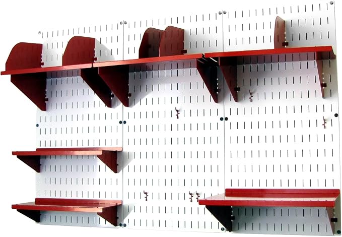 Wall Control Office Organizer Unit Wall Mounted Office Desk Storage and Organization Kit White Slotted Wallboards and Red Accessories - Image 2
