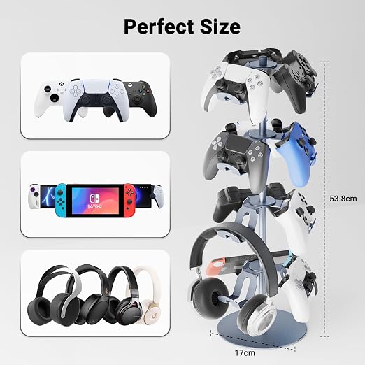 Gaming Controller Holder Aluminum Alloy 4 Layers,360-degree rotatable Headphone Stand,Gaming Controller Stand for Xbox PS5 PS4 Switch,Gaming Controller Headset Holder for Gaming Accessories - Image 2