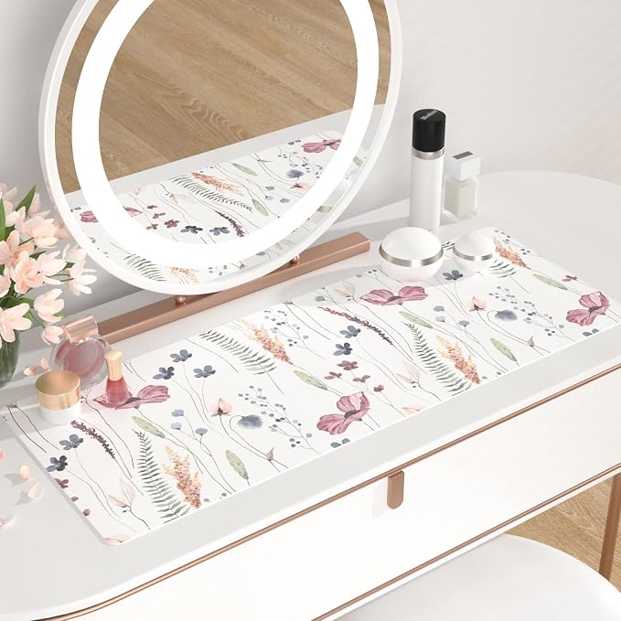QiyI PU Leather Large Mouse Pad, Office Decor, 31.5" x 11.8", Wildflowers | Desk Décor Accessories, Extended Size, Waterproof & Easy to Clean, Smooth Surface, Non Slip Desk Organization - Image 6