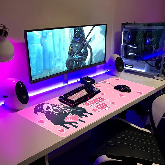 Large Gaming Mouse Pad 31.5 x 11.8in Desk Mat for Office Mousepad Anti-Skid Rubber Base Soft Comfortable and Durable Desk Pad (Pink) - Image 4