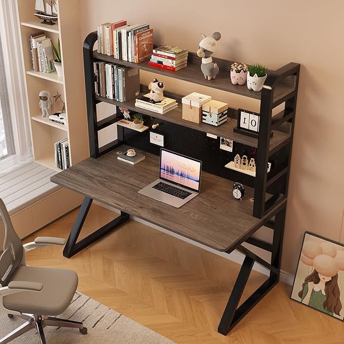 Pegboard Wall Organizer Panels.Home Office Computer Desk with Shelves & Pegboard - Easy Assembly, Stylish Design for Students & Professionals, Space-Saving Workstation for Productivity - Image 4