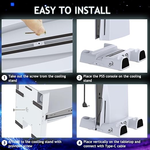 SOTY PS5 Cooling station for PS5/Slim/Pro with LED Controller Charging dock - Image 8