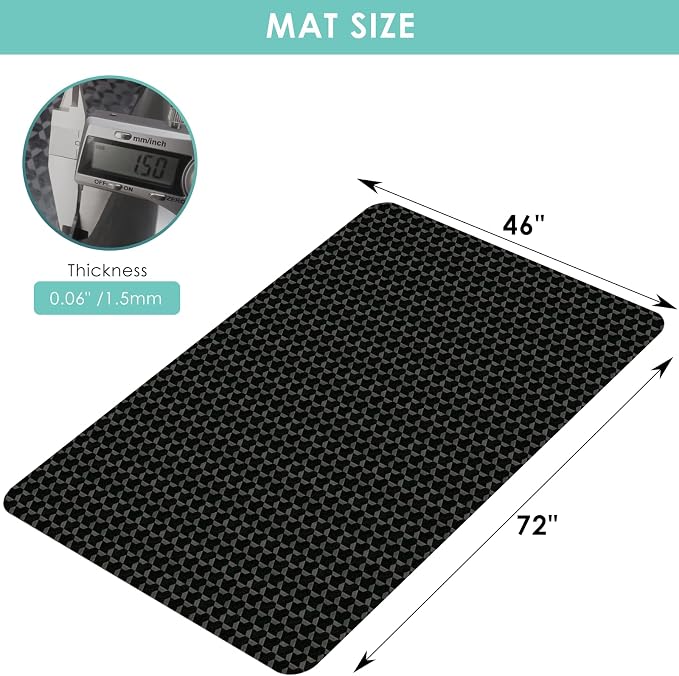 Vicwe Office Chair Mat for Hardwood Floor, 72" x 46" Chair Mat, Anti-Slip | Large, Easy Glide for Rolling Chairs, Easy Clean, Multi-Purpose Floor Protector Desk Chair Mat for Gaming, Home Office, Black - Image 7