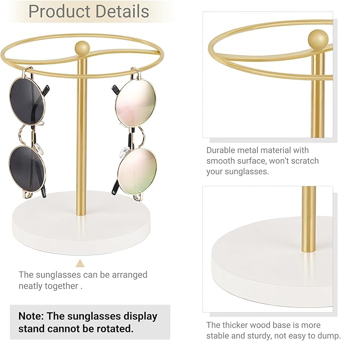 Mkono Sunglasses Organizer, Metal Glass Holder Storage Stand Display 2 Pack - Image 4