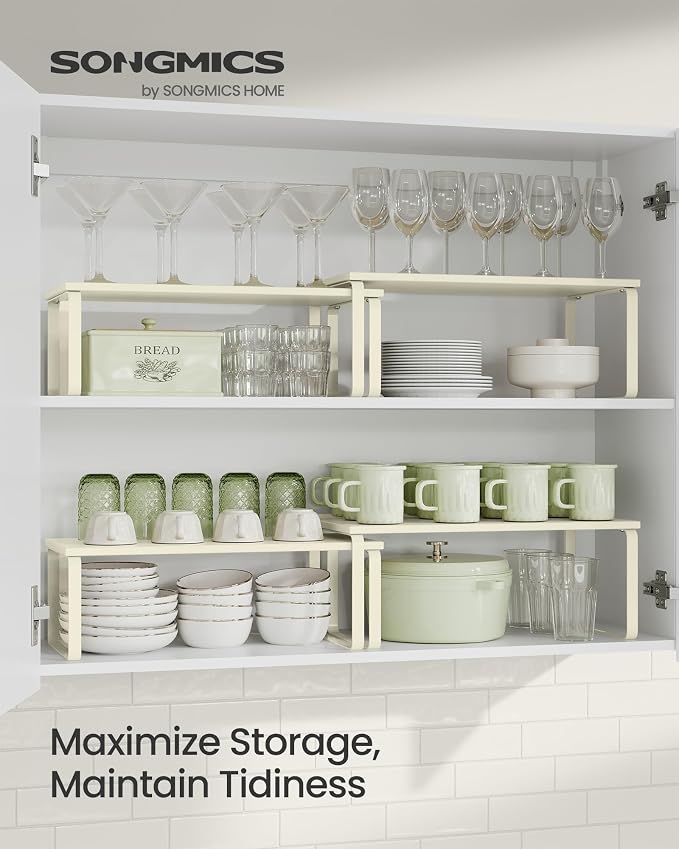 SONGMICS Cabinet Organizer Shelf, Set of 2 Spice Rack, Kitchen Storage - Image 2