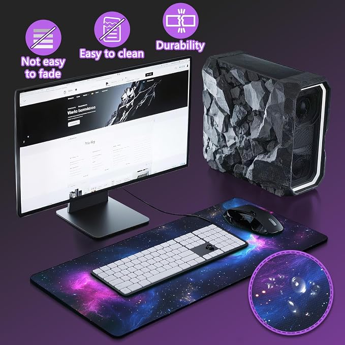 Mouse Pad Gaming - Desk Mat for Keyboard and Mouse - Large Mouse Pads for Desk, Gaming Mousepad with Non-Slip Base, Desks Pad (31.5" X 11.8") for Game, Office and Home - Image 4