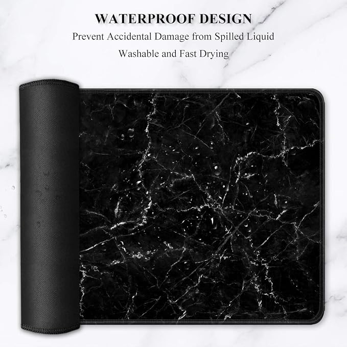 Auhoahsil Large Mouse Pad, Full Desk XXL Extended Gaming Mouse Pad 35" X 15", Waterproof Desk Mat with Stitched Edges, Non-Slip Laptop Computer Keyboard Mousepad for Office and Home, Marble Design - Image 6