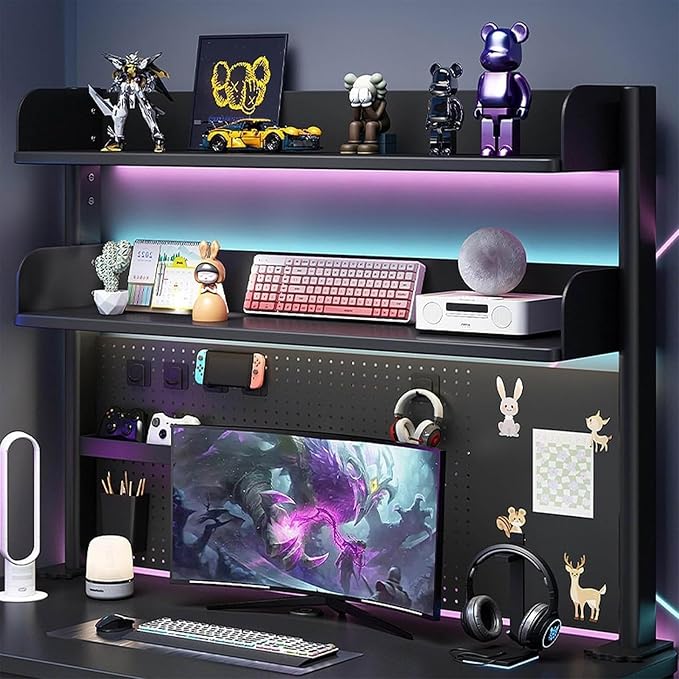 Clamp On Desk Organizer Shelf Privacy Panel for Gaming Desk Desk Extender Pegboard Workstation for Home Desk Organization 23.6/31.5/39.3in Desk Pegboard Includes 20 Accessories Black(60cm/23.6in) - Image 2