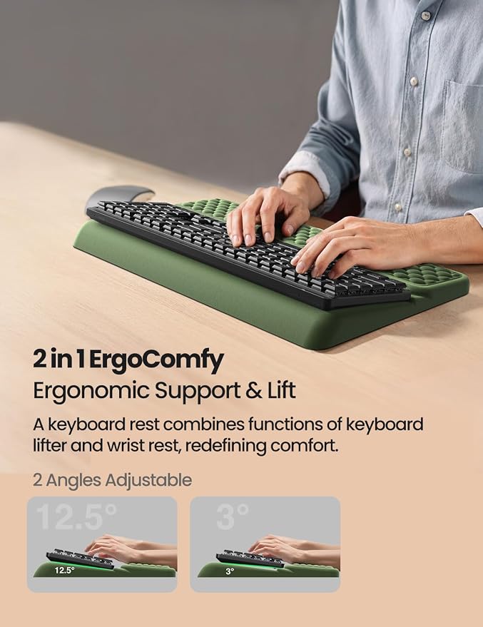 Vaydeer Wrist Rest with Keyboard Stand Ergonomic Computer Wrist Support Pad | Keyboard Riser Tilt Holder Lifter Tray with Wrist Pad, Soft Memory Foam Desk Cushion, Palm Hand Typing for Office Home School - Image 5