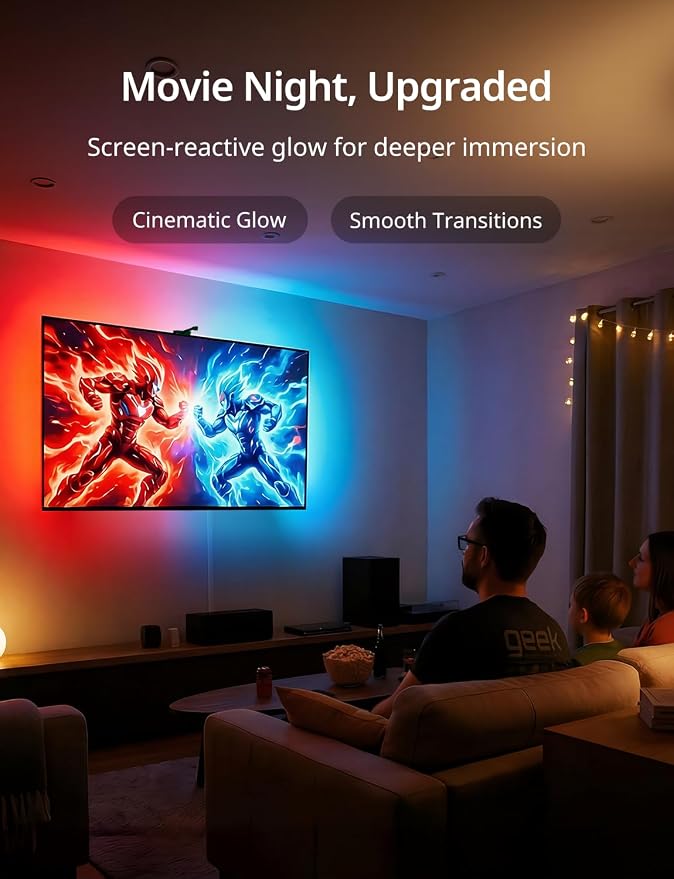 Ailofy TV Backlight with Camera for 40-50" TVs, 7.87ft LED Strip Lights, Real-Time Full-Screen Sync for Movies, Gaming & Music, Smart Bias Lighting, Works with Alexa & Google Assistant, App Control - Image 6