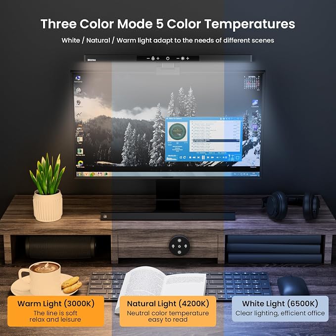 Monitor Light Bar with Remote Control, USB Computer Monitor Lamp, Eye-Care Screen Light Bar, Adjustable Color Temperature, Stepless Dimming, No Screen Glare Desk lamp Home Office Game - Image 6