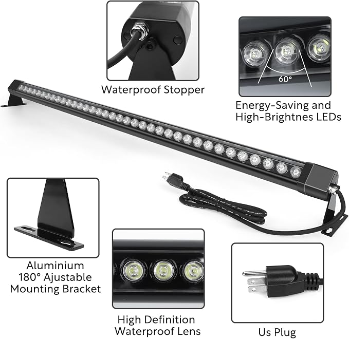 HNRLOY Wall Washer Light,72W 4FT 5000K Daylight White Outdoor Led Wall Washer Light Bars,IP67 Waterproof 120V Plug in LED Light Bar for Garden,Backyard,Building,Courtyard Landscape Lighting(2 Pack) - Image 5