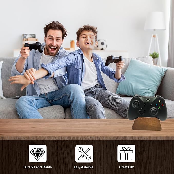 Solid Wood Gamepad Stand, Controller Holder for PS4 PS5 Xbox | This holder tidies gaming desk, fits most controllers, nice decor, ideal gift for father, son & boyfriend - Image 4