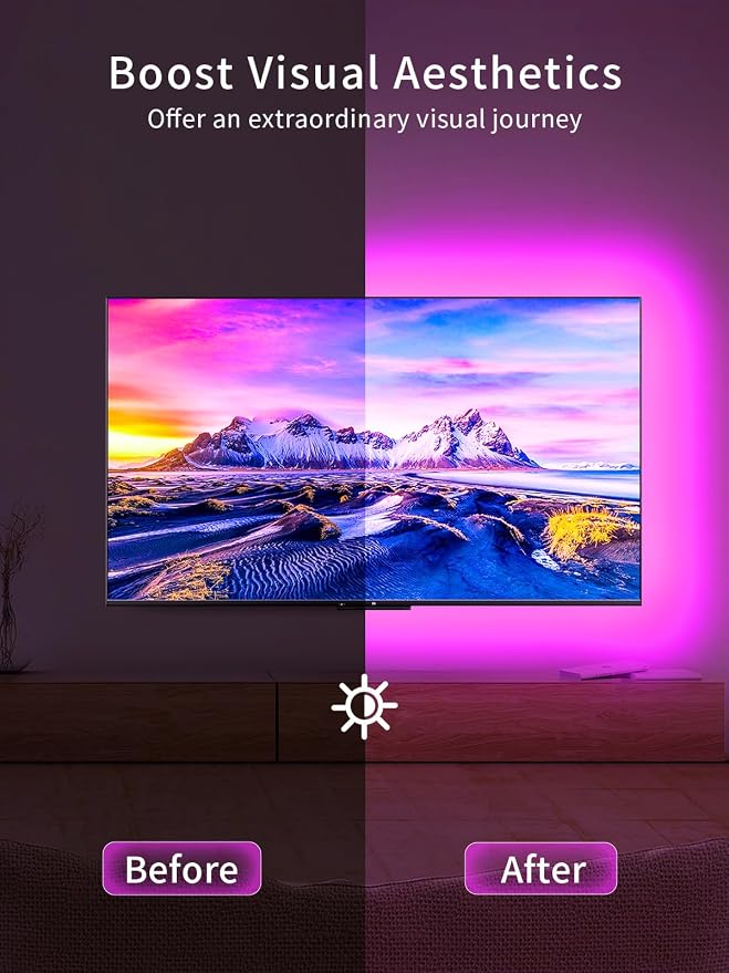 KANTUTOE TV LED Lights, 11.5ft LED Lights for 32-55 Inch TV, RGB TV Backlight Behind with Remote, Music Sync Bluetooth APP Control Strip Lights USB Powered for Bedroom, PC, Gaming Monitor - Image 3
