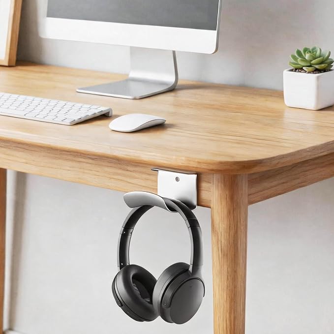 Headphone Holder, Aluminum Headset Hanger with Adhesive Mount | Space Saving Headphone Stand for Gaming Desk, Computer, Office Setup, Silver - Image 7