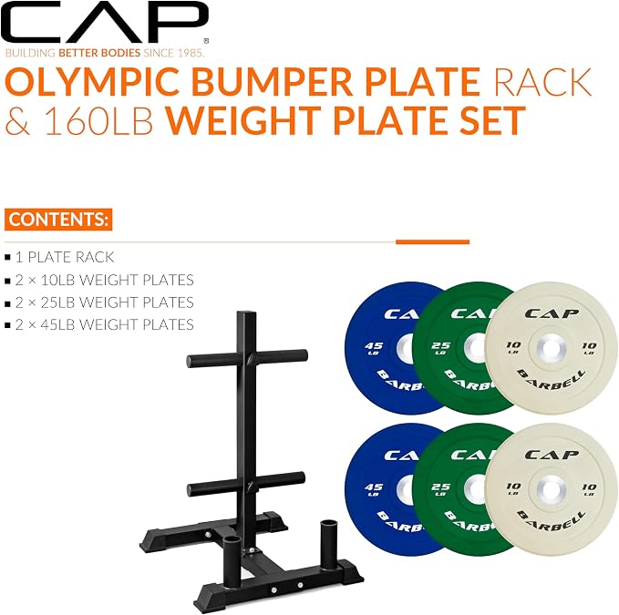 CAP 2-inch Olympic Bumper Plate Weight Set | 100-370 lbs | Multiple Colors | Storage Rack Optional - Image 2