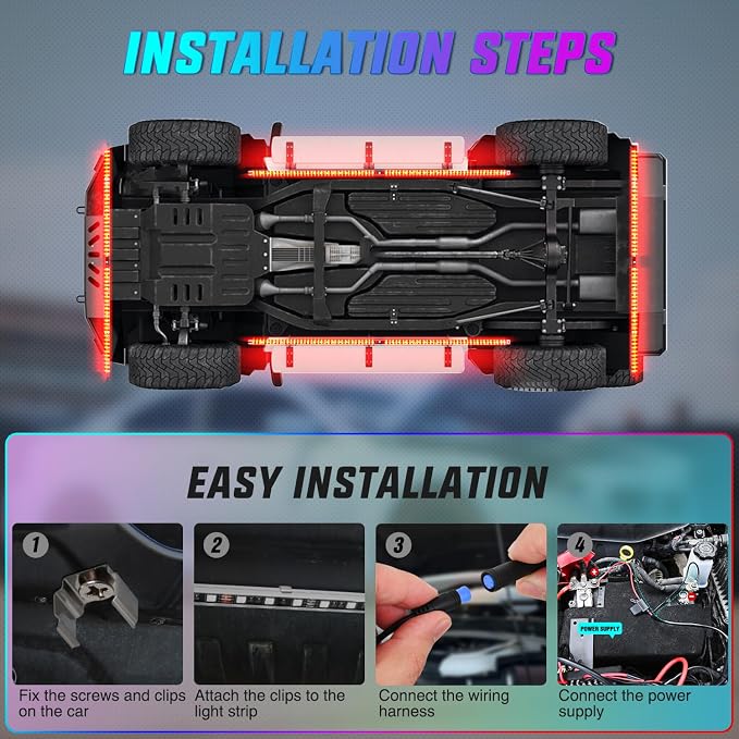 Nilight 8PCS Aluminum RGB Underglow LED Strip Lights with APP & Remote - Image 6