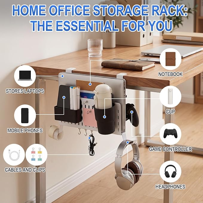Desk Side Storage Organizer Set Fits Edge 0.2-2.2",Classic,White - Image 4