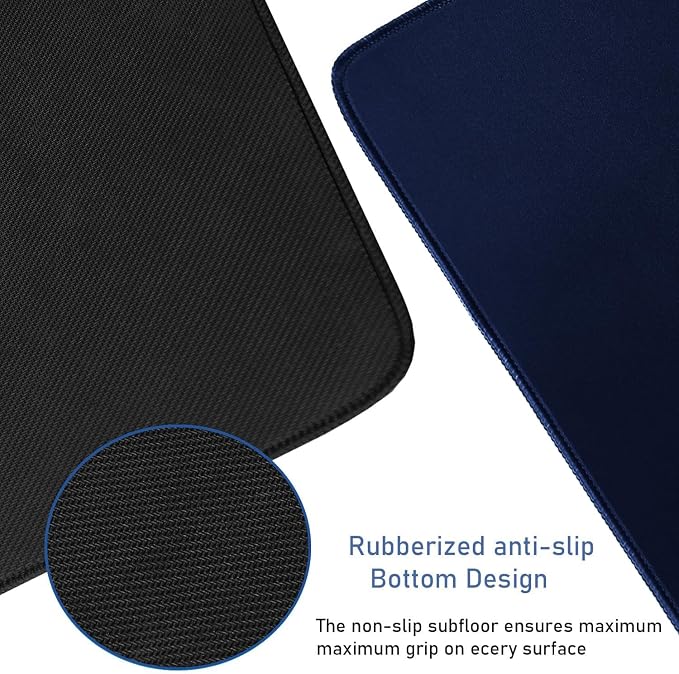 Large Extended Gaming Mouse Pad with Stitched Edges, Durable Non-Slip Natural Rubber Base, Waterproof Computer Keyboard Pad Mat for Esports Pros/Gamer/Desktop/Office/Home - Dark Blue - Image 3