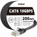 Jadaol Cat6/Cat6A Ethernet Cable 200FT Flat with Clips 10Gbps Network Black by Jadaol